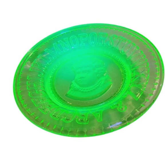 Antique Uranium Children's (Boy) EAPG ABC Plate by Clay's Crystal Works - Picture 1 of 9